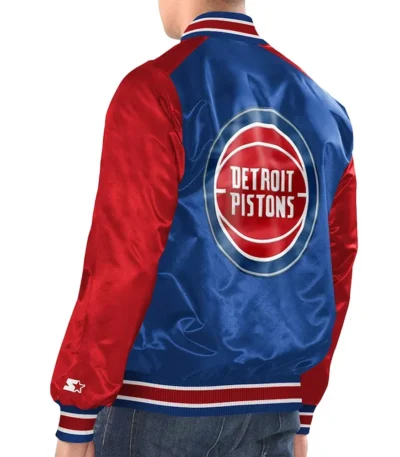 Royal/Red Detroit Pistons Renegade Varsity Satin Jacket