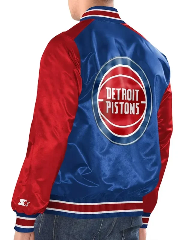 Royal/Red Detroit Pistons Renegade Varsity Satin Jacket