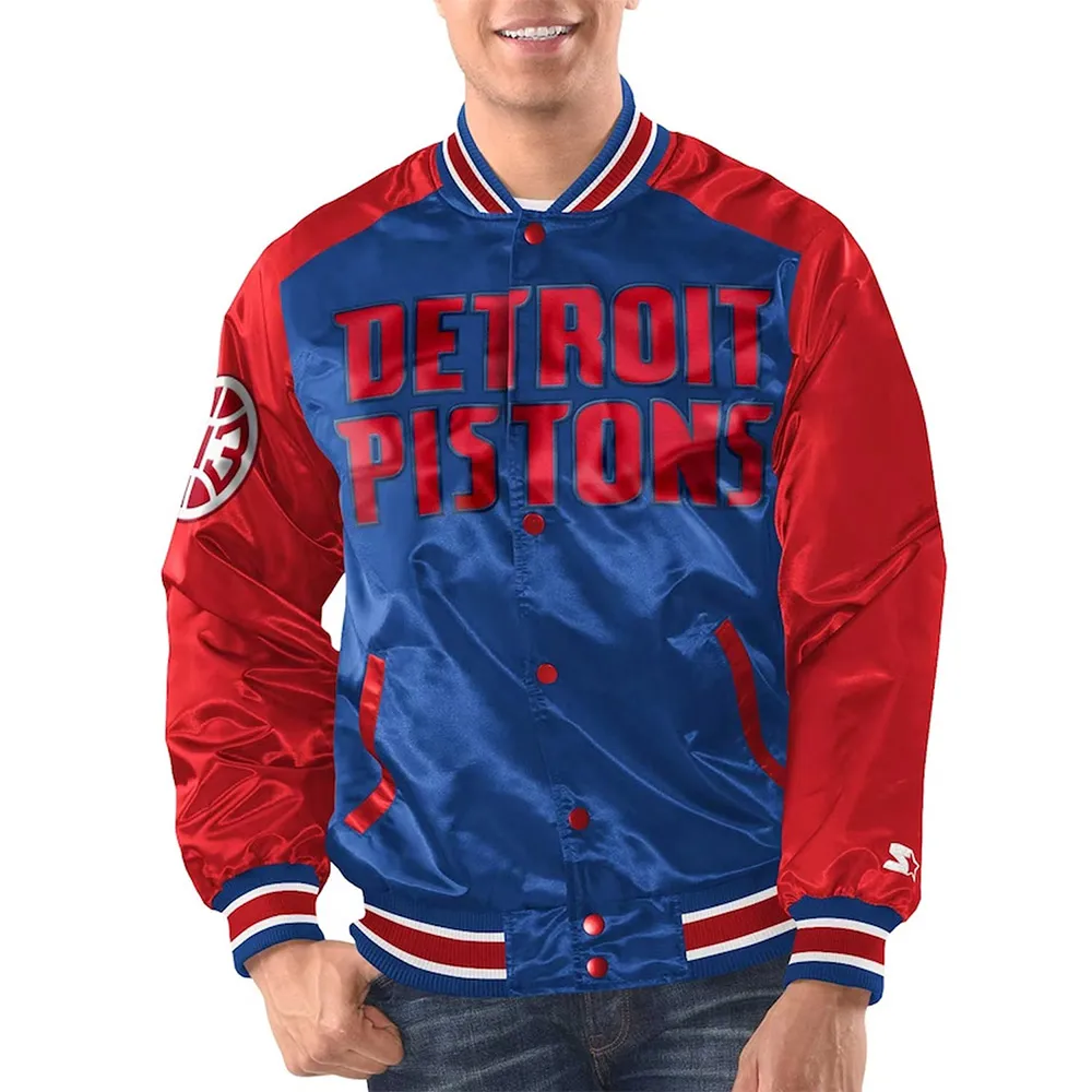 Royal/Red Detroit Pistons Renegade Varsity Satin Jacket Royal/Red Detroit Pistons Renegade Varsity Satin Jacket