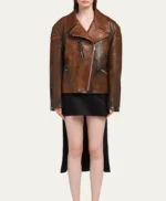 Rusty Style Brown Vintage Leather Biker Jacket