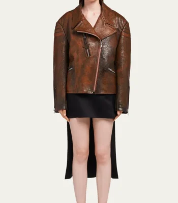 Rusty Style Brown Vintage Leather Biker Jacket