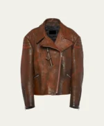Rusty Style Brown Vintage Leather Biker Jacket