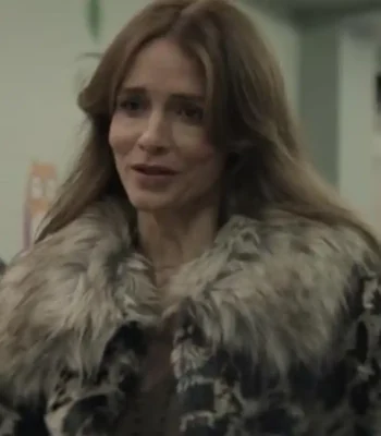 Saffron Burrows You S03 Dottie Quinn Leopard Fur Jacket