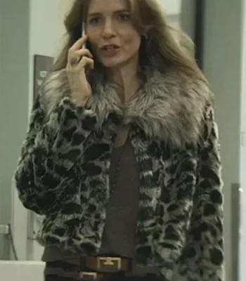 Saffron Burrows You S03 Dottie Quinn Leopard Fur Jacket