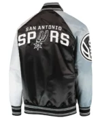 San Antonio Spurs Reliever Raglan Varsity Satin Black and Grey Jacket