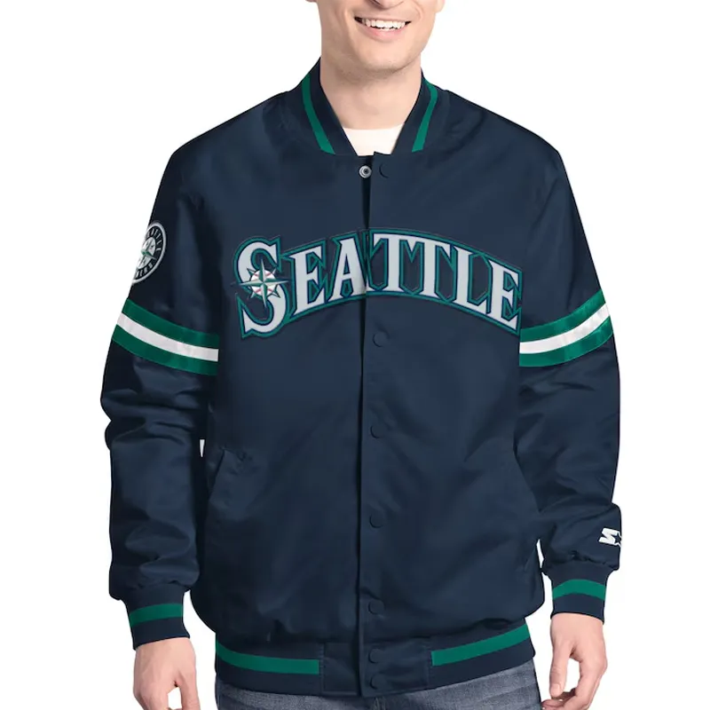 Seattle Mariners Scout Varsity Satin Jacket Seattle Mariners Scout Varsity Satin Jacket