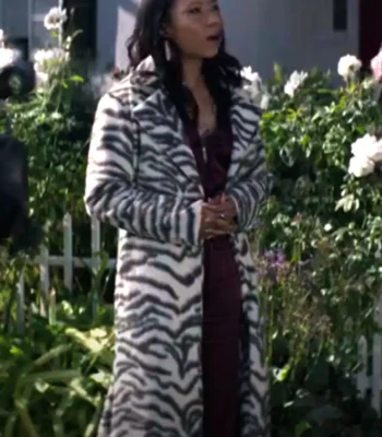 You S03 Sherry White Tiger Print Long Trench Coat