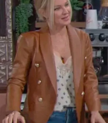 Sharon Case The Young and The Restless Leather Brown Blazer