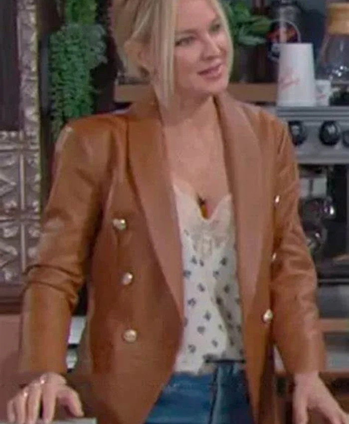 Sharon Case The Young and The Restless Leather Brown Blazer Sharon Case The Young and The Restless Leather Brown Blazer