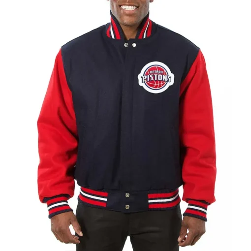 Detroit Pistons Two-Tone Navy/Red Varsity Wool Jacket Detroit Pistons Two-Tone Navy/Red Varsity Wool Jacket