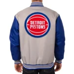 Gray/Blue Detroit Pistons Poly Twill Jacket