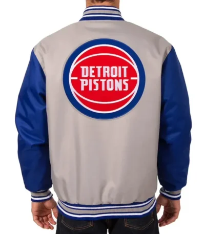 Gray/Blue Detroit Pistons Poly Twill Jacket