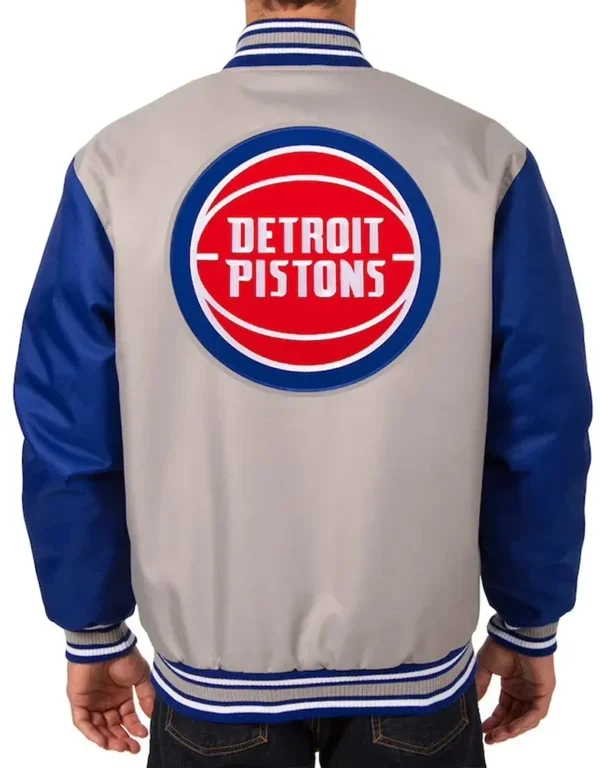 Gray/Blue Detroit Pistons Poly Twill Jacket