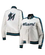 Miami Marlins Hometown White Varsity Satin Jacket