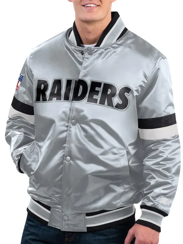 Silver Las Vegas Raiders Gridiron Classics Home Game Satin Jacket