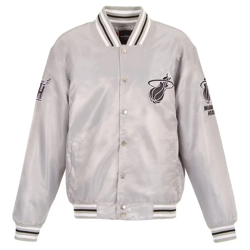 Silver Miami Heat Satin Jacket Silver Miami Heat Satin Jacket