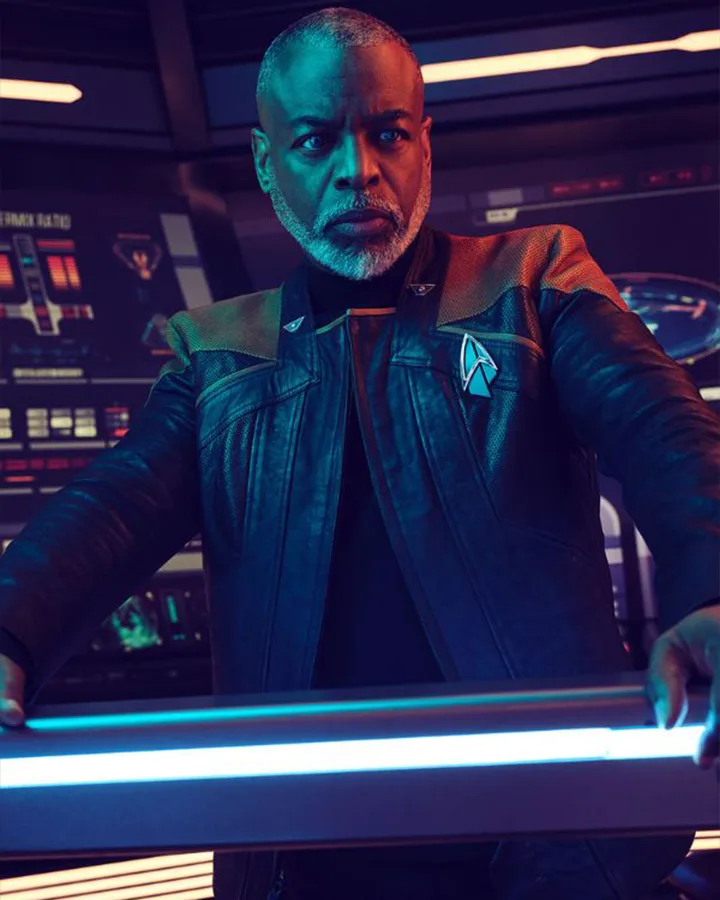 Star Trek Picard Geordi La Forge Leather Jacket Star Trek Picard Geordi La Forge Leather Jacket