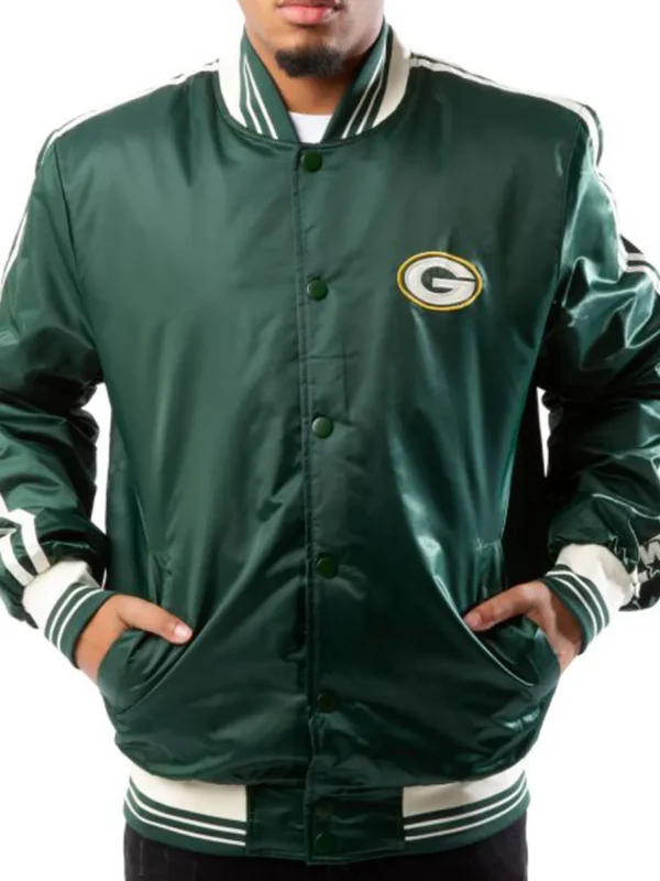 Starter Bay Packers Green Satin Jacket