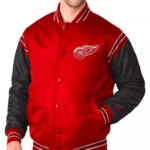 Starter Detroit Red Wings Satin Red and Black Varsity Jacket