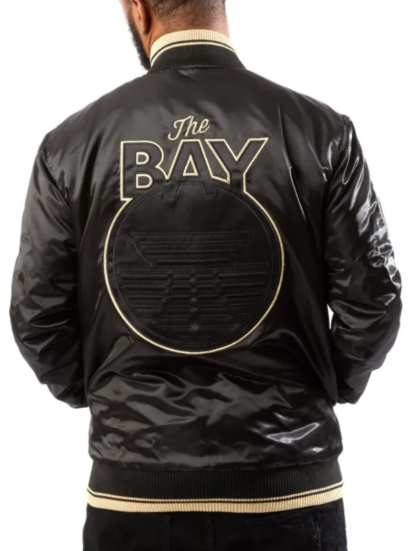 Starter Golden State Warriors Black-Gold Satin Bomber Jacket