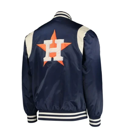 Houston Astros Navy/Cream Vintage Varsity Satin Jacket
