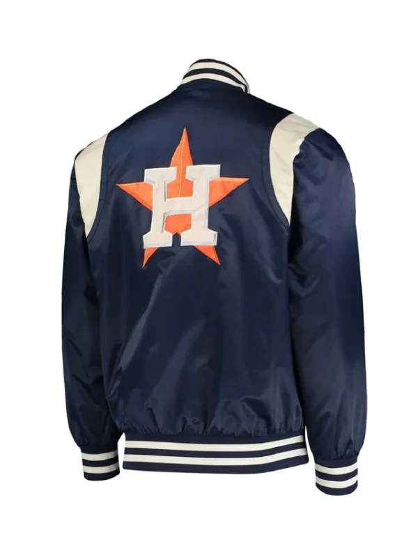 Houston Astros Navy/Cream Vintage Varsity Satin Jacket