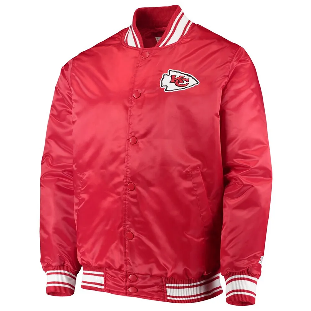 Starter Kansas City Chiefs Locker Room Red-Black Full-Snap Satin Jacket Starter Kansas City Chiefs Locker Room Red-Black Full-Snap Satin Jacket