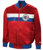 Starter LA Clippers Bomber Red Satin Jacket