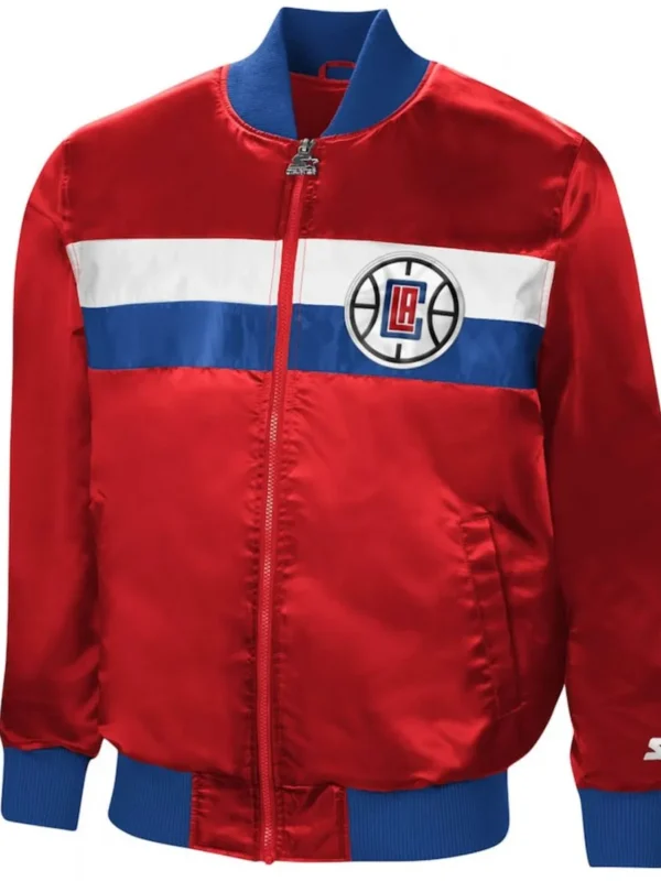 Starter LA Clippers Bomber Red Satin Jacket
