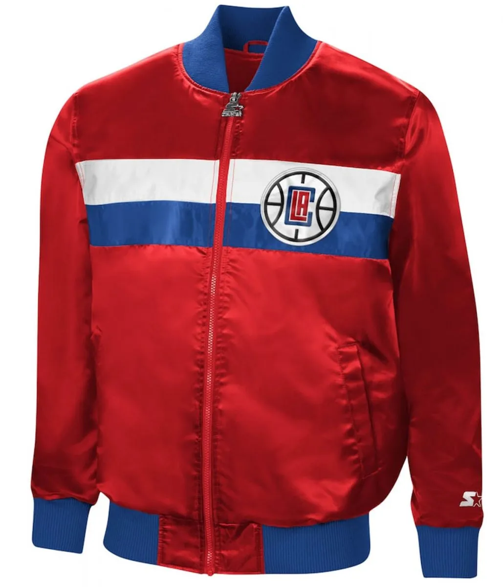 Starter LA Clippers Bomber Red Satin Jacket Starter LA Clippers Bomber Red Satin Jacket