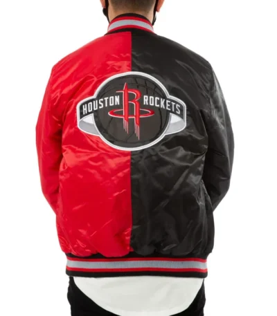 Starter Rockets Satin Bomber Red and Black Jacket