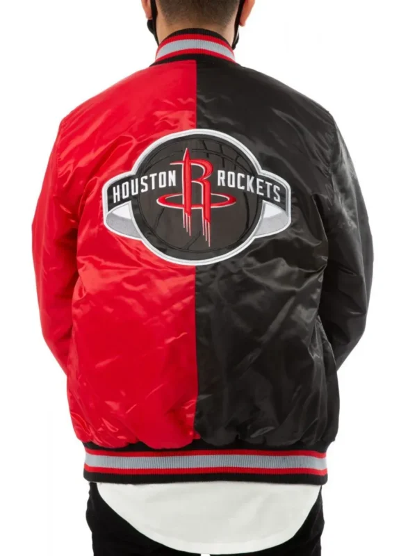 Starter Rockets Satin Bomber Red and Black Jacket