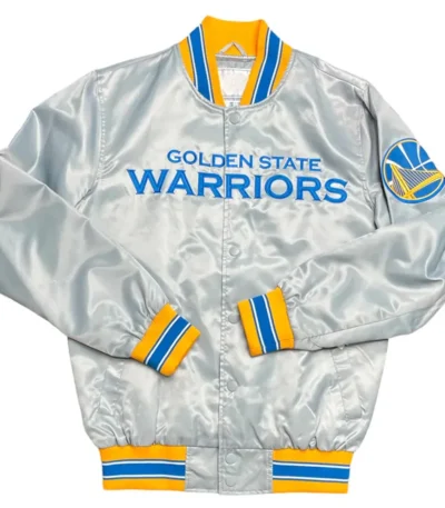 Starter Silver Golden State Warriors Satin Full-Snap Jacket