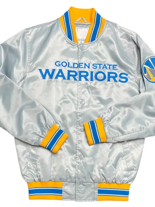 Starter Silver Golden State Warriors Satin Full-Snap Jacket