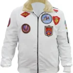 Stewart Top Gun Flight B-15 White Bomber Sherpa Jacket