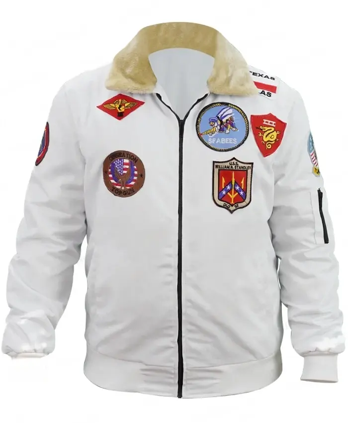 Stewart Top Gun Flight B-15 White Bomber Sherpa Jacket Stewart Top Gun Flight B-15 White Bomber Sherpa Jacket
