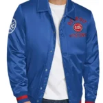 Stitch Applique Detroit Pistons Blue Satin Jacket