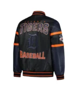 Detroit Tigers Black and Navy Varsity Leather Jacket