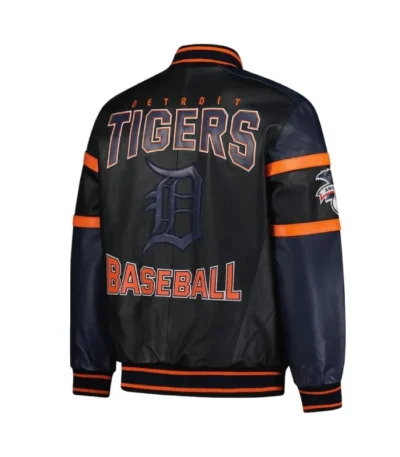 Detroit Tigers Black and Navy Varsity Leather Jacket
