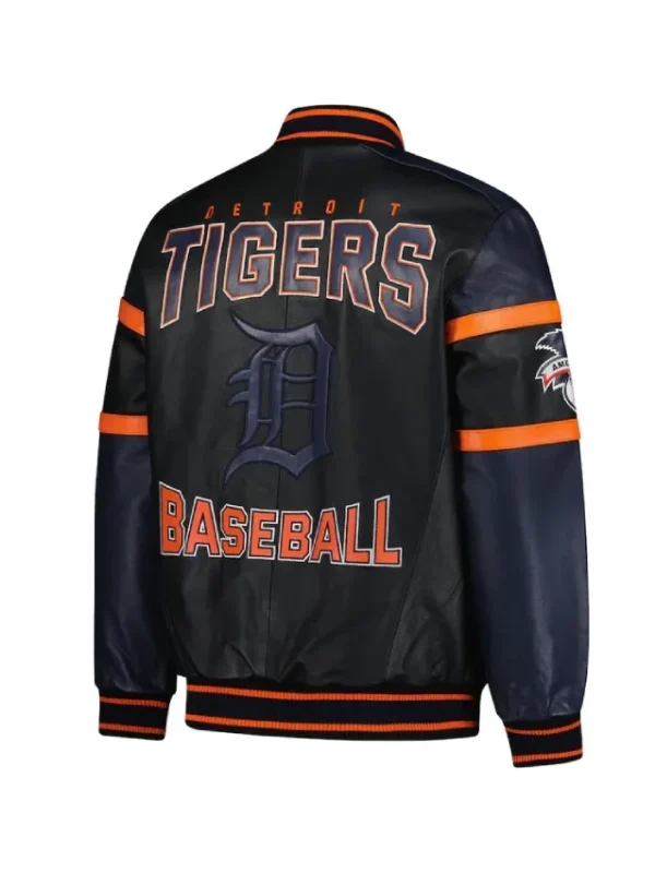 Detroit Tigers Black and Navy Varsity Leather Jacket