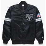 Striped Las Vegas Raiders Black Satin Jacket