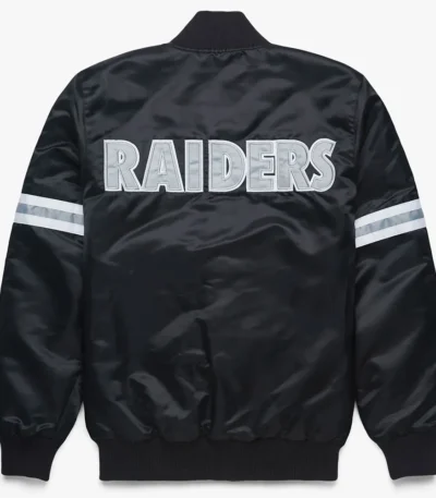 Striped Las Vegas Raiders Black Satin Jacket