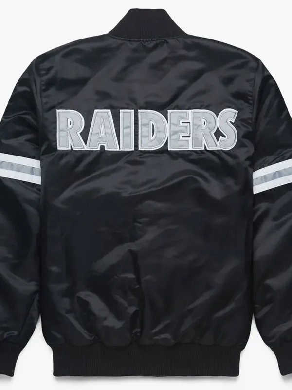 Striped Las Vegas Raiders Black Satin Jacket