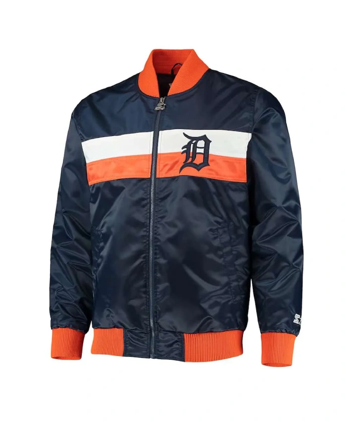 The Ambassador Detroit Tigers Navy Satin Jacket The Ambassador Detroit Tigers Navy Satin Jacket