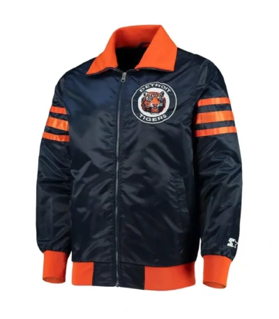 The Captain III Detroit Tigers Navy Satin Jacket