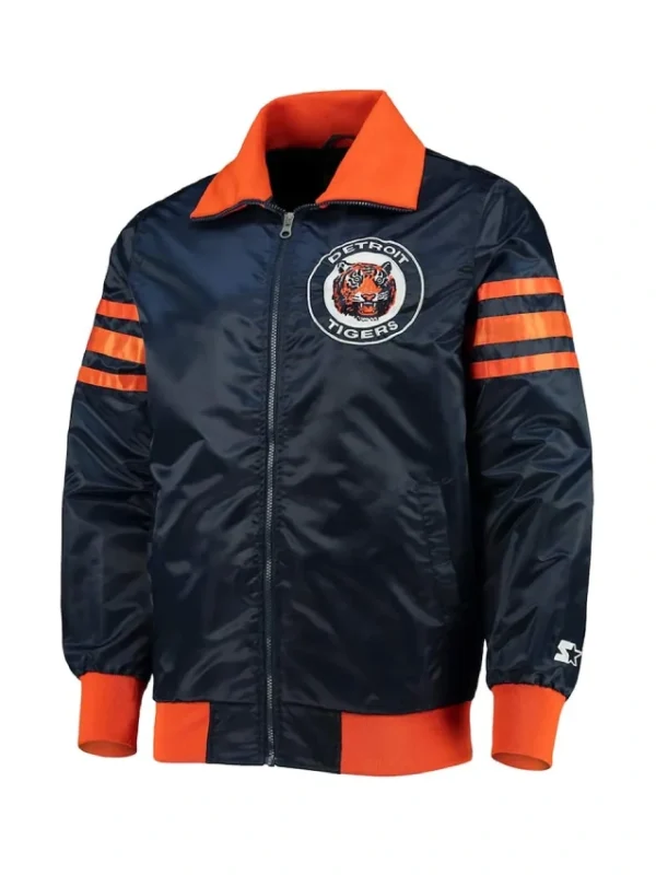 The Captain III Detroit Tigers Navy Satin Jacket