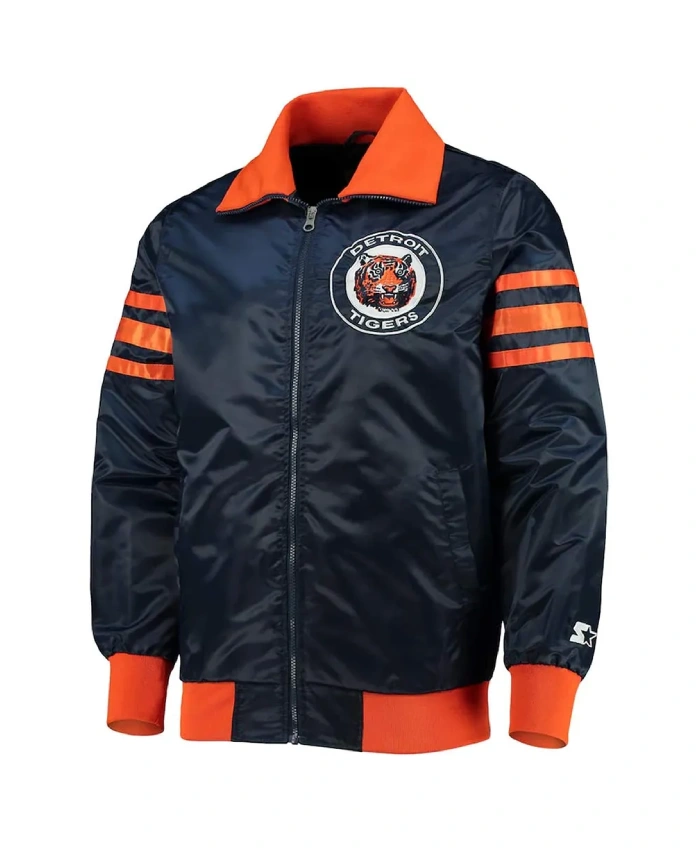 The Captain III Detroit Tigers Navy Satin Jacket The Captain III Detroit Tigers Navy Satin Jacket