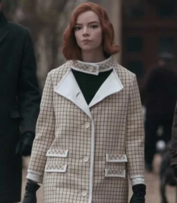 The Queens Gambit Beth Harmon Checked Wool Coat
