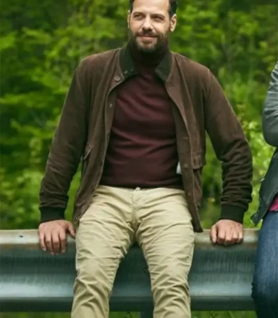 The Takedown Laurent Lafitte Brown Suede Bomber Jacket