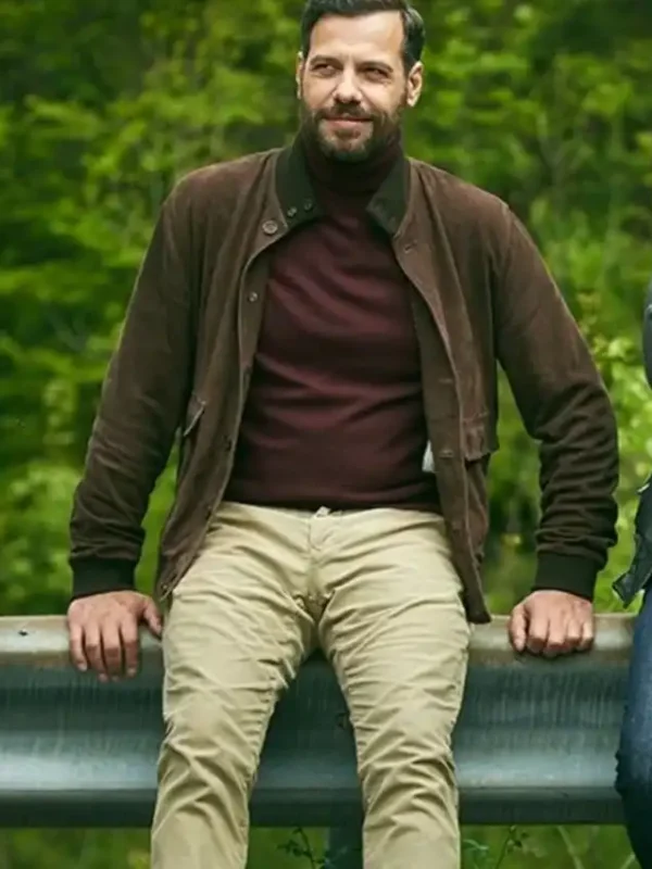 The Takedown Laurent Lafitte Brown Suede Bomber Jacket